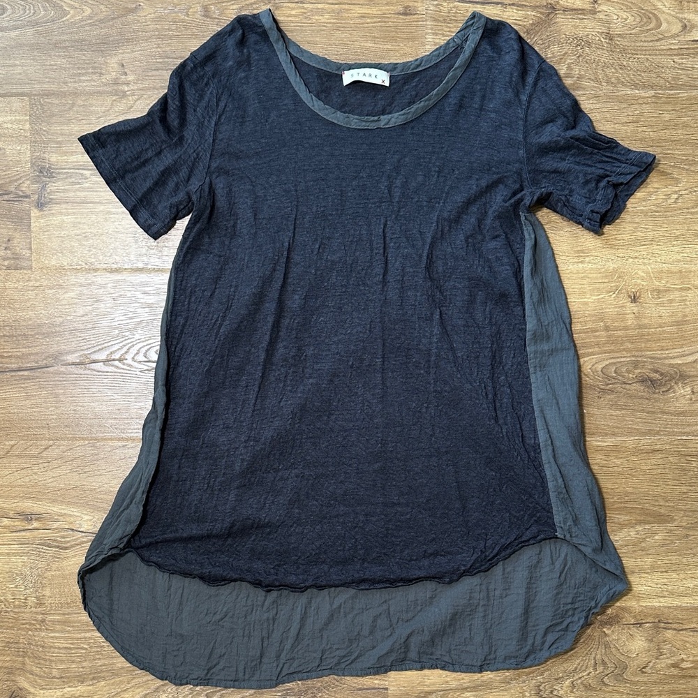 Stark X Two-Tone Gray Short-Sleeve Layered Tee Medium